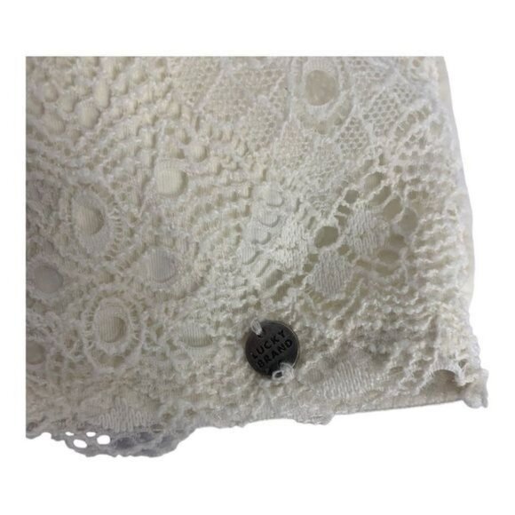 Lucky Brand Womens Lace Bandeau Tube Top L Off-White Nylon/Spandex - Picture 2 of 7